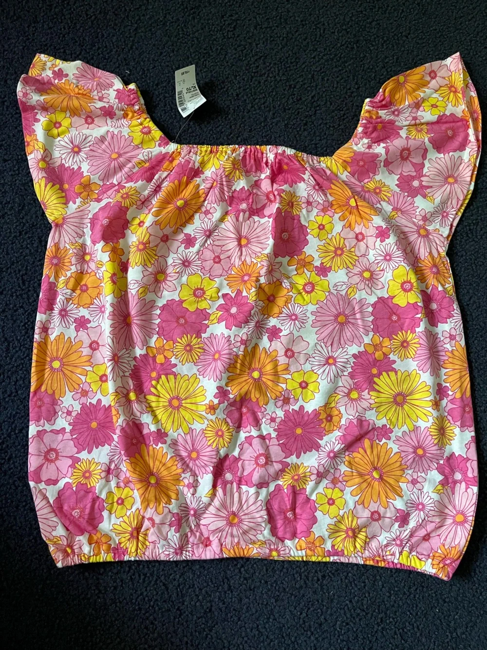 The Children's Place Pink Yellow Orange Floral Peasant Top
